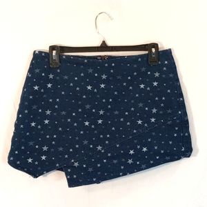 Altar'd State Blue Denim Stars Print Skort Skirt Womens Junior Size Large